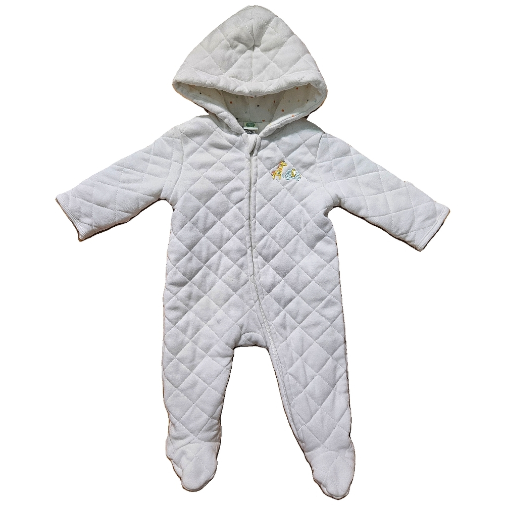 Little Me White Quilted Hooded One Piece